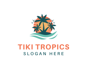 Tropical Beach Island logo design