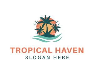 Tropical Beach Island logo design