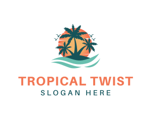 Tropical Beach Island logo design