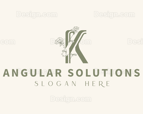 Floral Natural Beauty Letter K Logo