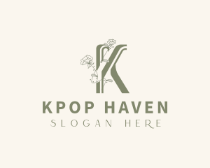 Floral Natural Beauty Letter K logo design