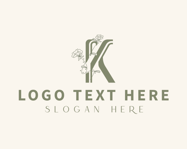 Floral Natural Beauty Letter K logo