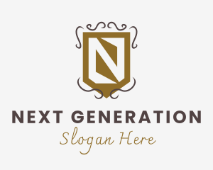 Royal Knight Shield Letter N logo design