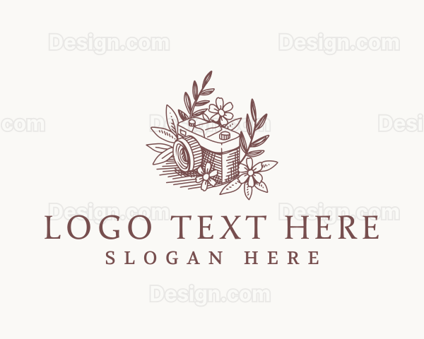 Floral Camera Photography Logo