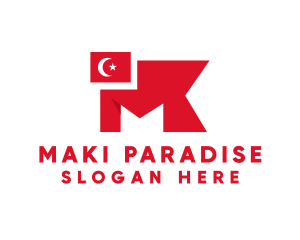 Turkey Flag Letter M logo design