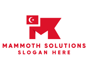 Turkey Flag Letter M logo design