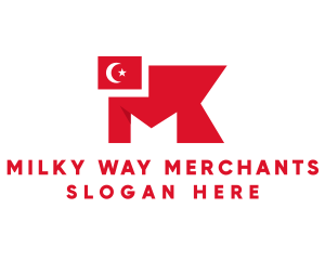 Turkey Flag Letter M logo design