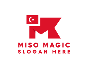 Turkey Flag Letter M logo design