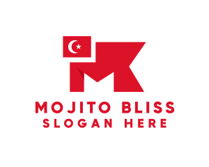 Turkey Flag Letter M logo design