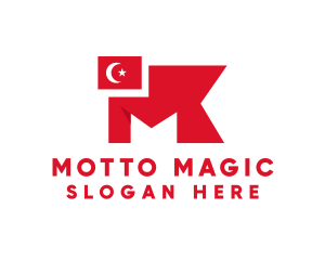 Turkey Flag Letter M logo design