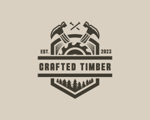 Hammer Saw Blade Woodwork logo design