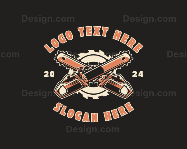 Lumberjack Chainsaw Wood Logo