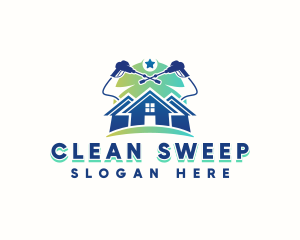 Pressure Washing House Cleaning logo design