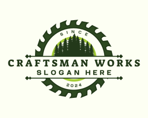 Woodwork Saw Forest logo design