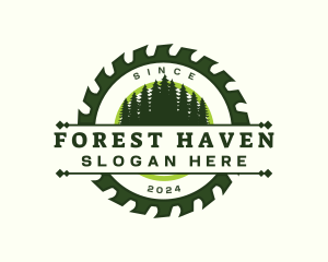 Woodwork Saw Forest logo design