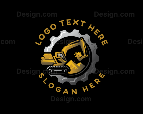 Gear Construction Excavator Logo