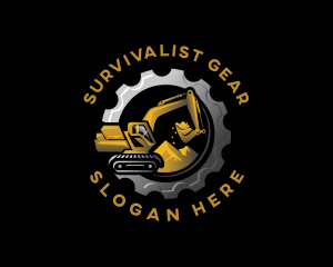 Gear Construction Excavator logo design