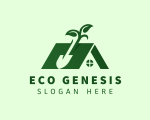 House Landscaping Shovel logo design