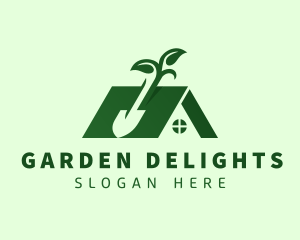 House Landscaping Shovel logo design