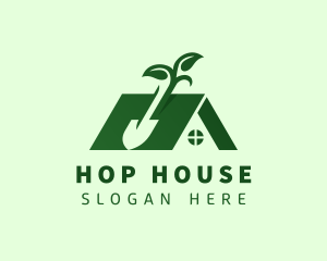 House Landscaping Shovel logo design