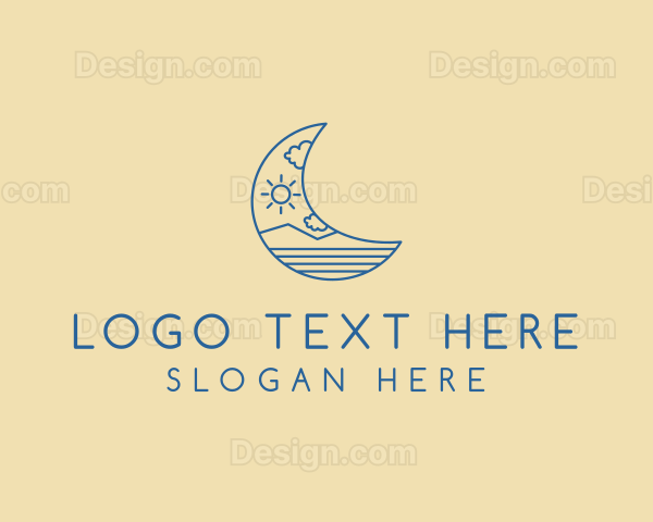 Crescent Moon Landscape Logo