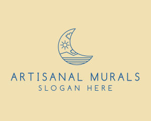 Crescent Moon Landscape logo design