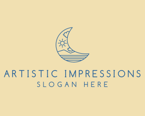 Crescent Moon Landscape logo design