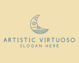 Crescent Moon Landscape logo design