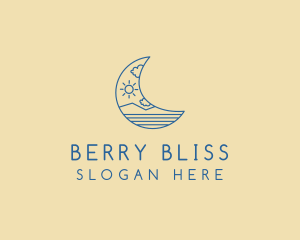 Crescent Moon Landscape logo design