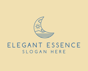 Crescent Moon Landscape logo design