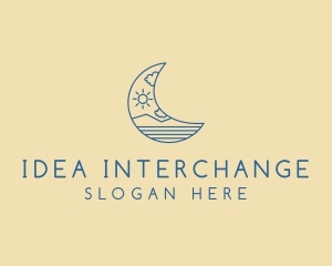 Crescent Moon Landscape logo design