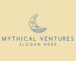 Crescent Moon Landscape logo design