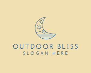 Crescent Moon Landscape logo design