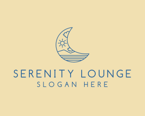 Crescent Moon Landscape logo design