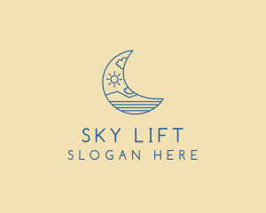 Crescent Moon Landscape logo design