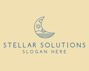 Crescent Moon Landscape logo design