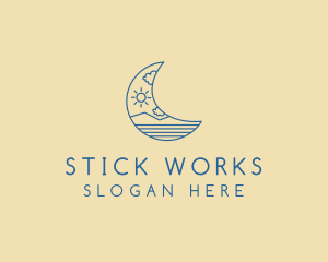 Crescent Moon Landscape logo design