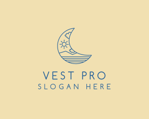 Crescent Moon Landscape logo design