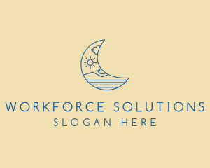 Crescent Moon Landscape logo design