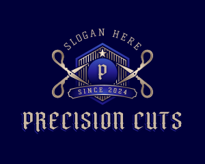 Haircut Scissors Barbershop logo design