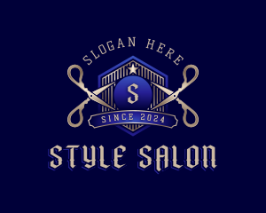 Haircut Scissors Barbershop logo design