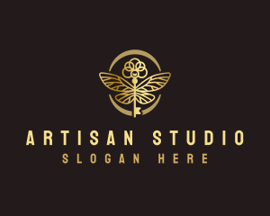 Antique Key Wings logo design