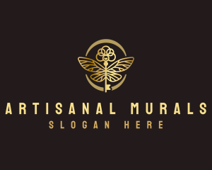 Antique Key Wings logo design