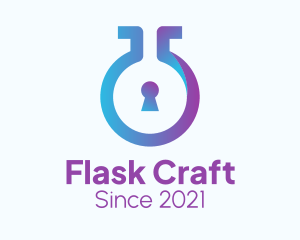 Laboratory Flask Lock  logo design