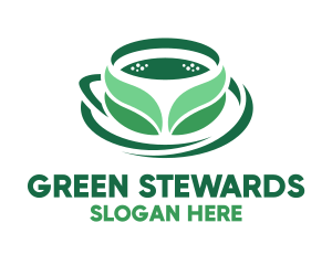 Green Organic Tea Leaves logo design