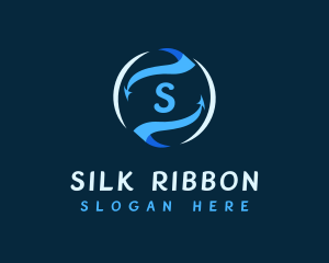 Digital Ribbon Arrow logo design