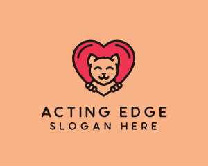 Pet Cat Heart  logo design