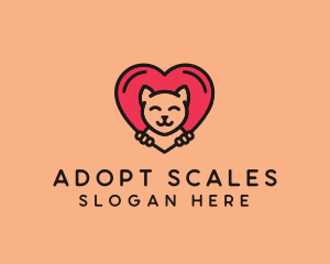 Pet Cat Heart  logo design