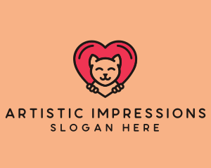 Pet Cat Heart  logo design