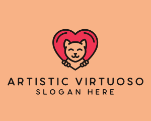 Pet Cat Heart  logo design